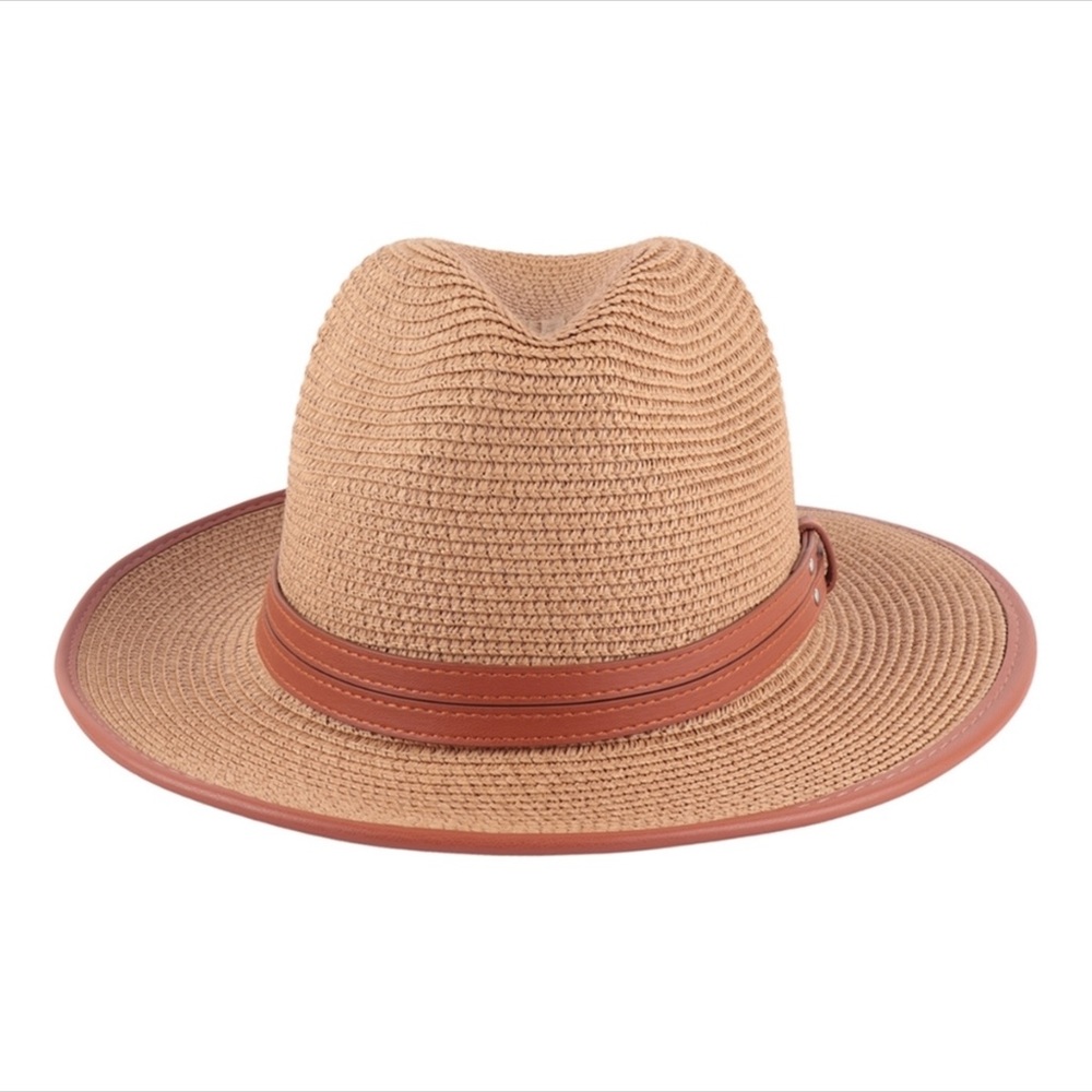 RIAH Leather Trimmed Fedora Hat - Picture 2 of 8